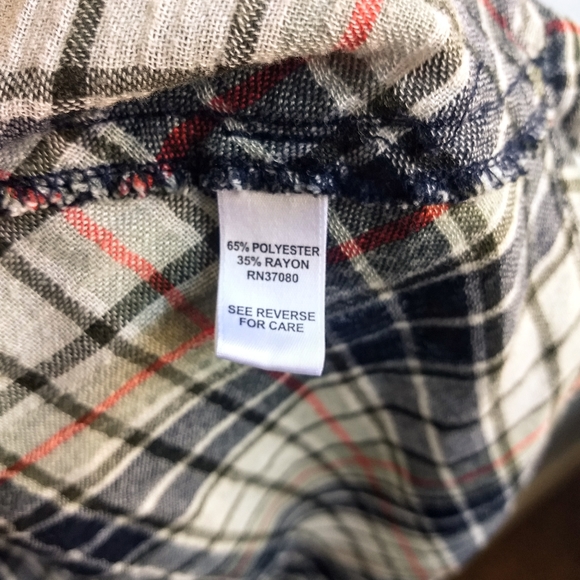 5/$30 EUC Cato Women's Tan/Red-Black Striped Non-Stretch Plaid Shirt Size XL - Picture 3 of 5